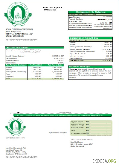 Bangladesh Islami Bank relevé hypothécaire scr template